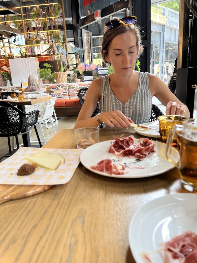 Kelli eating Spanish tapas